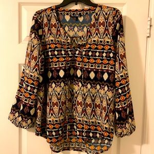 Time to Bloom Lightweight tunic tribal pattern blouse top